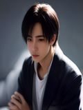 jm漫画悬疑推理漫画封面，侦探在黑暗房间中用放大镜观察线索，冷蓝色调神秘感